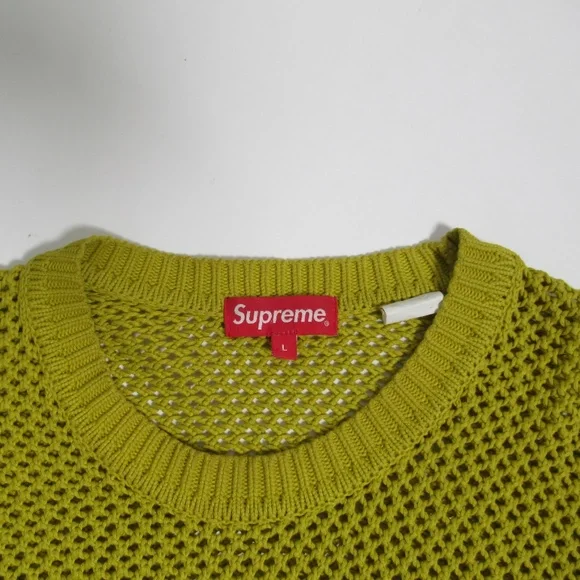 Supreme Men's Open Knit Small Box Sweater Acid Green Spring-Summer